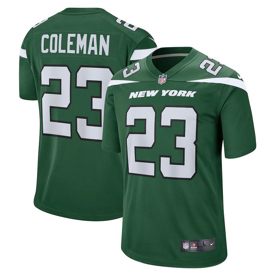 Men New York Jets #23 Tevin Coleman Nike Gotham Green Game NFL Jersey->new york jets->NFL Jersey